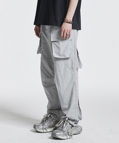 nylon wide 10p pants gray